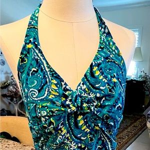 Chaps tankini swim top. Only worn several times.  Beautiful aqua color
